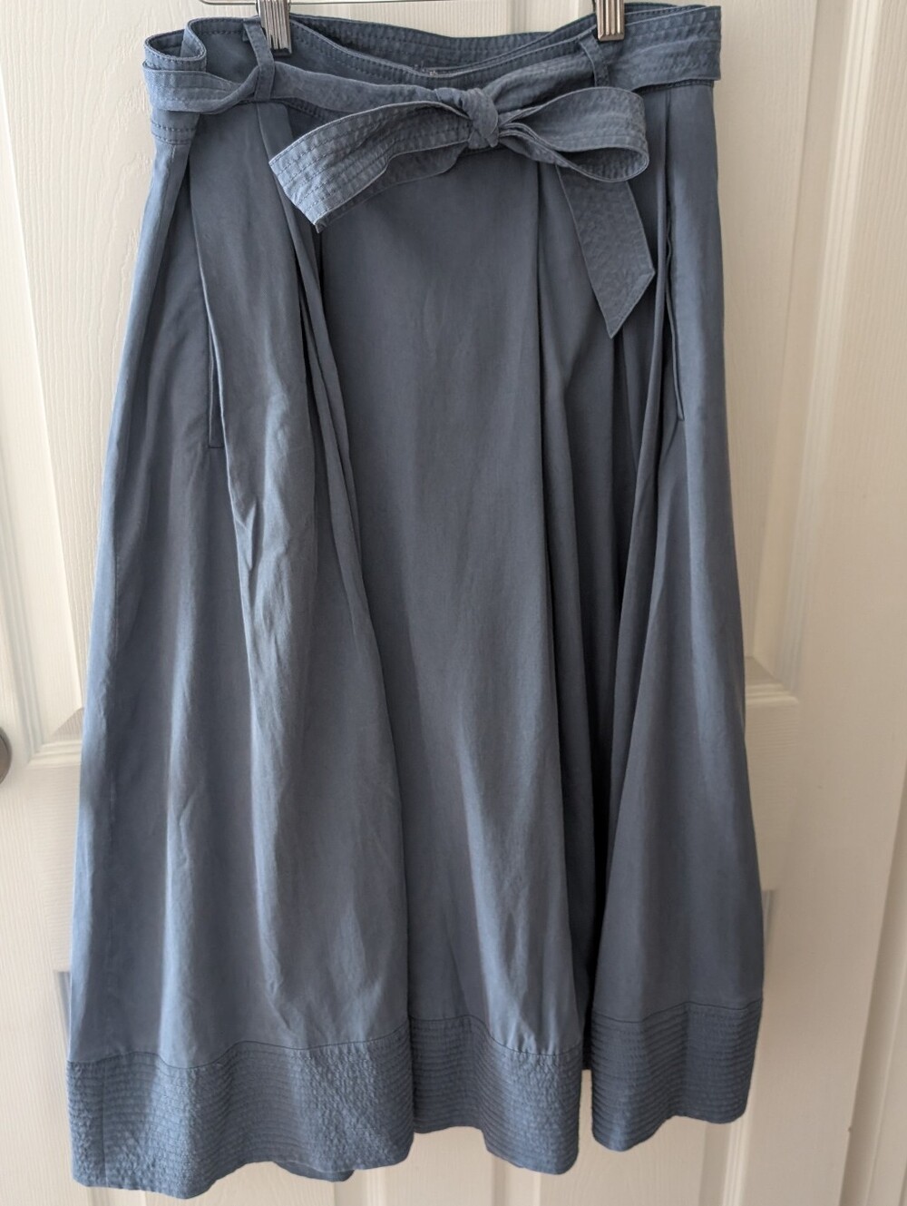 Banana Republic Slate Blue Lyocell Tie-Waist A-Line Midi Skirt